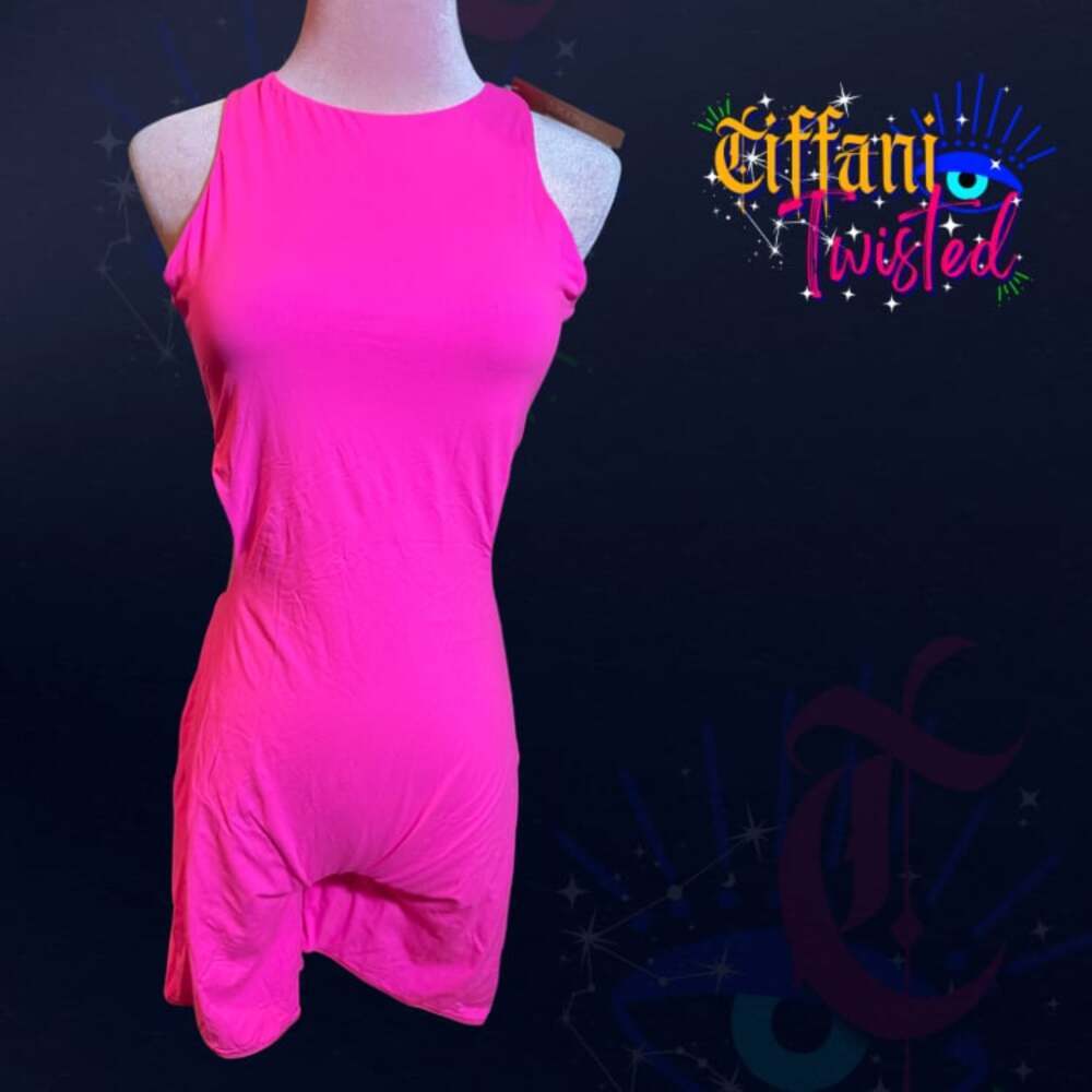 SKIMS Hot Pink Sleeveless Romper Size Large NWT Minor Flaw